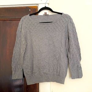 LOFT Pointelle Grey Sweater Sz Large